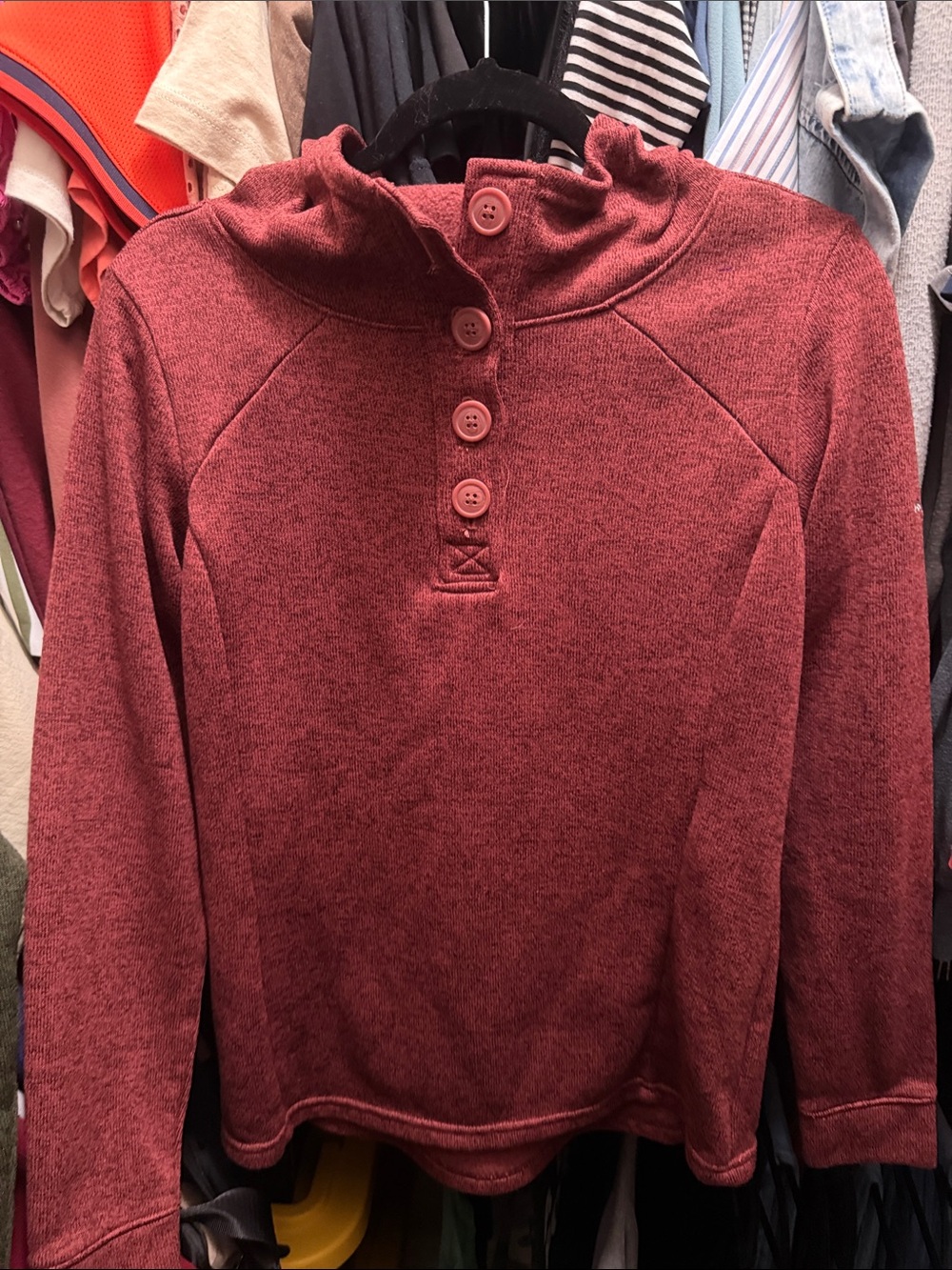 Columbia Women's Burgundy Heather Button-Neck Hoodie